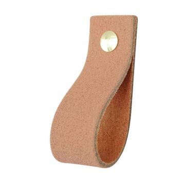 Leren handgreep lus suede roze S 2 stuks