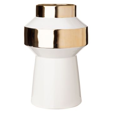Vase object white & gold m