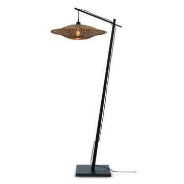 Vloerlamp Bali naturel/zwart S