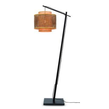 Vloerlamp Bhutan naturel/zwart S