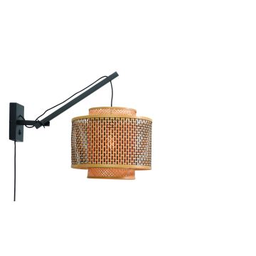 Wandlamp bhutan bamboe zw kap 40x34cm zw nat S