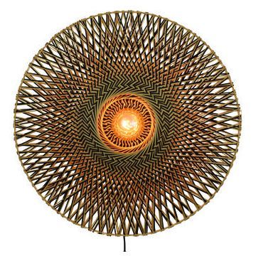 Wandlamp Bali naturel/zwart L