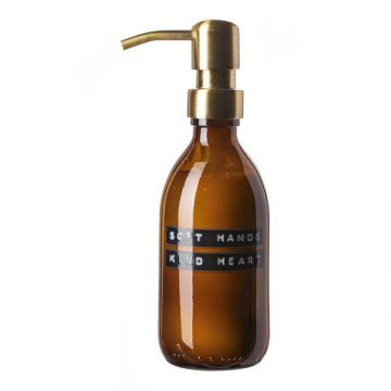 Handcreme 'soft hands kind heart' bruin glas messing pomp 250 ml