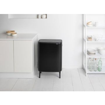 Brabantia Bo Touch Bin Hi Prullenbak 2 x 30 liter afvalscheiding mat zwart