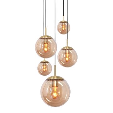 Hanglamp. 5l. glasbol amber glass