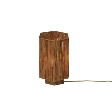 Tafellamp raffia Panama rondoctogone bruin L