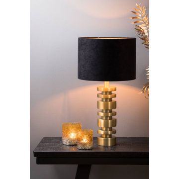 Kap cilinder 30-30-21 cm Velours zwart-taupe