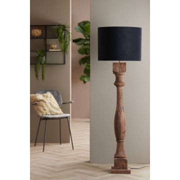 Kap cilinder 50-50-38 cm velours zwart-taupe