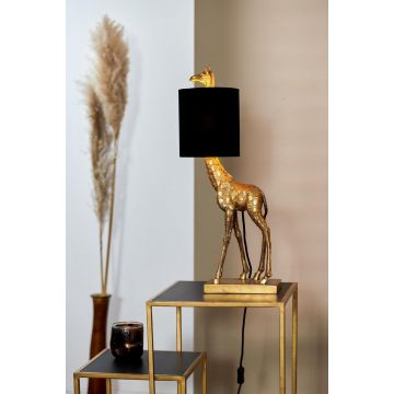Tafellamp GIRAFFE antiek brons+velvet zwart 28x20x68 cm