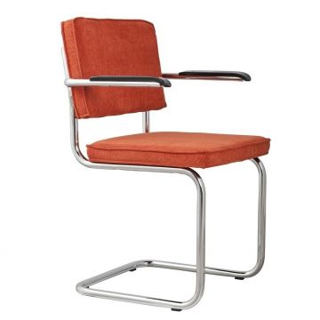 Eetkamerstoel Ridge Rib met armleuning oranje