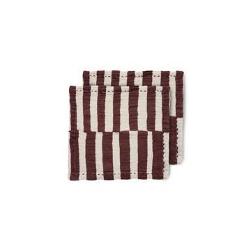 Servet Striped Burgundy (set van 2)