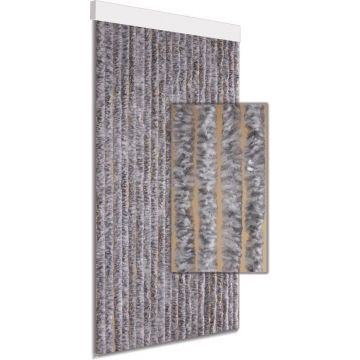 Vliegengordijn kattenstaart gemeleerd grijs/wit 90 x 210 cm