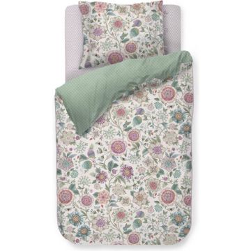 Dekbedovertrekset Viva las Flores wit 1-persoons