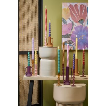Twist dinerkaars geel glaze 3 stuks - h18,5xd2,4cm