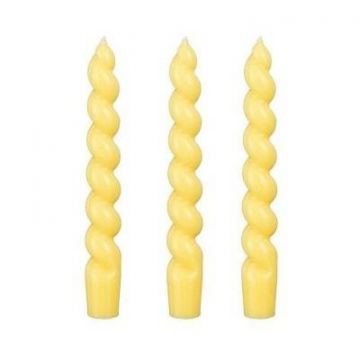 Twist dinerkaars geel glaze 3 stuks - h18,5xd2,4cm