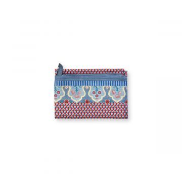 Theedoek Flower Festival blauw/rood 50x70cm
