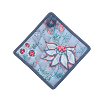 Pannenlap Flower Festival blauw 22x22cm