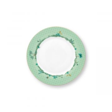 Dinerbord Jolie groen gouden stippen