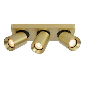 Lucide NIGEL - Plafondspot - LED Dim to warm - GU10 - 3x5W 2200K/3000K - Mat Goud / Messing