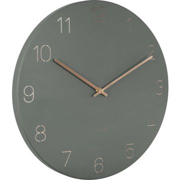 Wall clock Charm engraved numbers jungle green