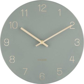 Wall clock Charm engraved numbers small jungle grn