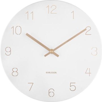 Wall clock Charm engraved numbers small white