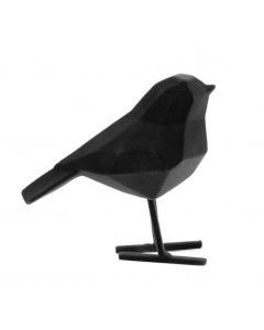 Statue bird small polyresin flocked black