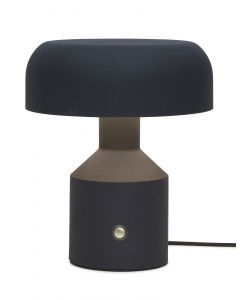 Tafellamp ijzer Porto h.30x25cm/kap rond dia.25x9cm, zwart