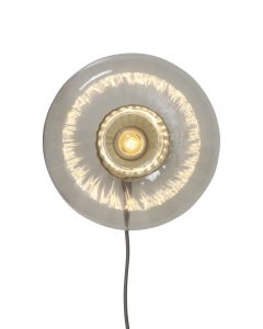 Wandlamp glas Brussels rond dia.27x14cm, goud/transparant