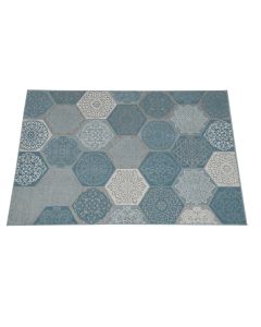Hexagon karpet 160x230 cm blauw