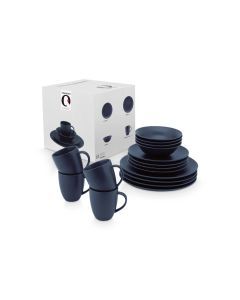 Serviesset set van 16 mat blauw porselein