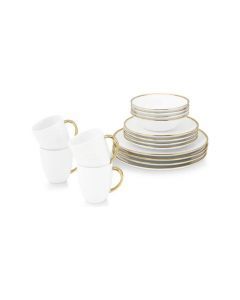 Serviesset 16-delig wit / goud