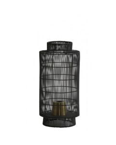 Tafellamp lantaarn Ø24x52 cm gruaro draad zwart-antiek brons