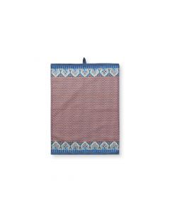 Theedoek Flower Festival blauw/rood 50x70cm