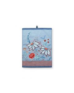 Theedoek Flower Festival blauw 50x70cm