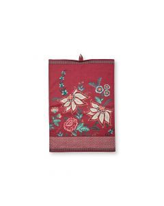 Theedoek Flower Festival  roze 50x70cm