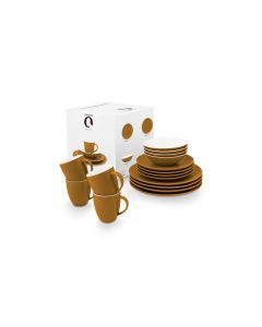 Serviesset 16-delig Raw Matt Caramel-White