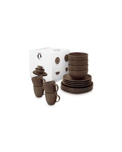 Serviesset 16-delig Relievo Matt Caramel-White
