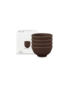 Kom op voet Relievo 12,5 cm bruin (set van 4)
