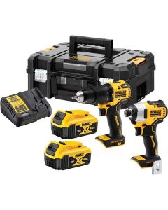 18V XR Brushless Voordeelset: Schroef/klopboormachine + slagschroevendraaier 2x4.0Ah