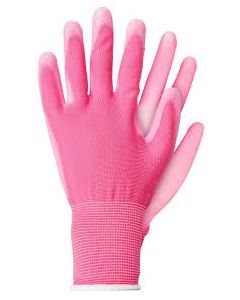 Werkhandschoenen licht polyester roze maat S