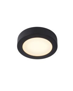 Lucide BRICE-LED - Plafonnière Badkamer - Ø 18 cm - LED Dimb. - Zwart