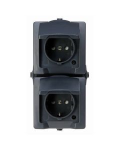 Wandcontactdoos 2-voudig RA deksel IP44 verticaal antraciet