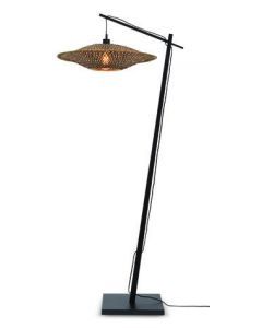 Vloerlamp Bali naturel/zwart S