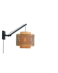 Wandlamp Bhutan W2 zwart/naturel 40x34 S