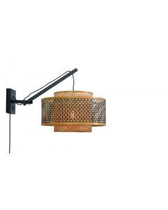 Wandlamp Bhutan W2 zwart/naturel 50x30 S