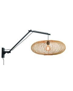 Wandlamp Cango zwart/naturel L