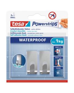 Powerstrips zelfklevende haak waterproof chroom 1 kg (set van 2)