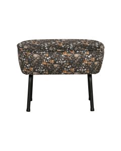 Vogue hocker fluweel aquarel flower zwart