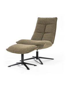 Fauteuil Marcus met voetenbank - groen Baquer